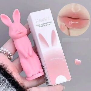 Pink Bunny Rabbit Shaped Un-Flavored Novelty Lip Gloss Lipstick Lightly Scented